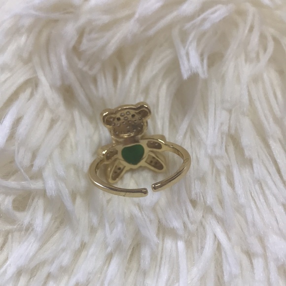 Stainless Steel Teddy Bear Ring Crystal Zircon Zircon Adjustable - Picture 2 of 3